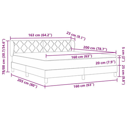 Boxspringbett mit Kopfteil Taupe 160 x 200 cm Stoff