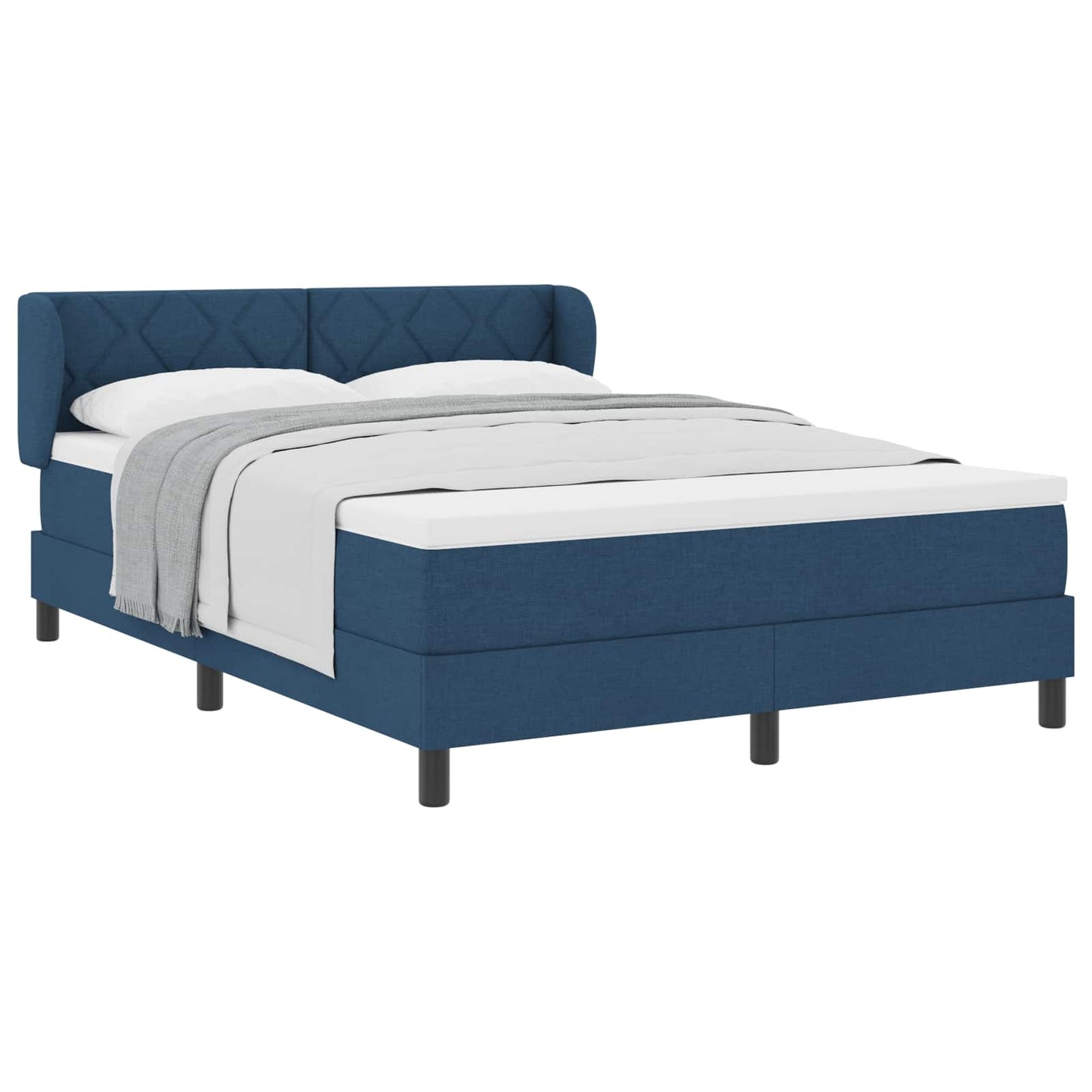 Boxspringbett mit Kopfteil Blau 160 x 200 cm Stoff