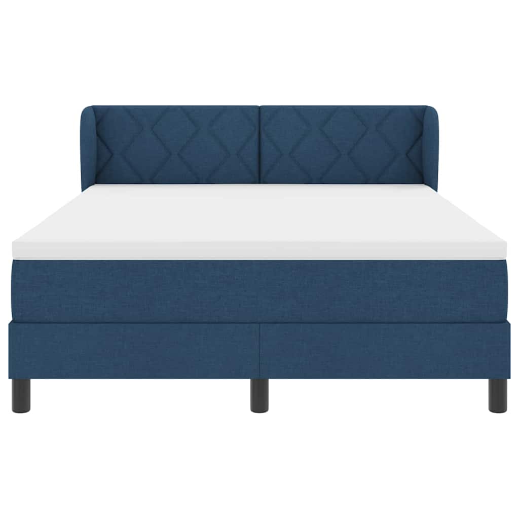 Boxspringbett mit Kopfteil Blau 160 x 200 cm Stoff