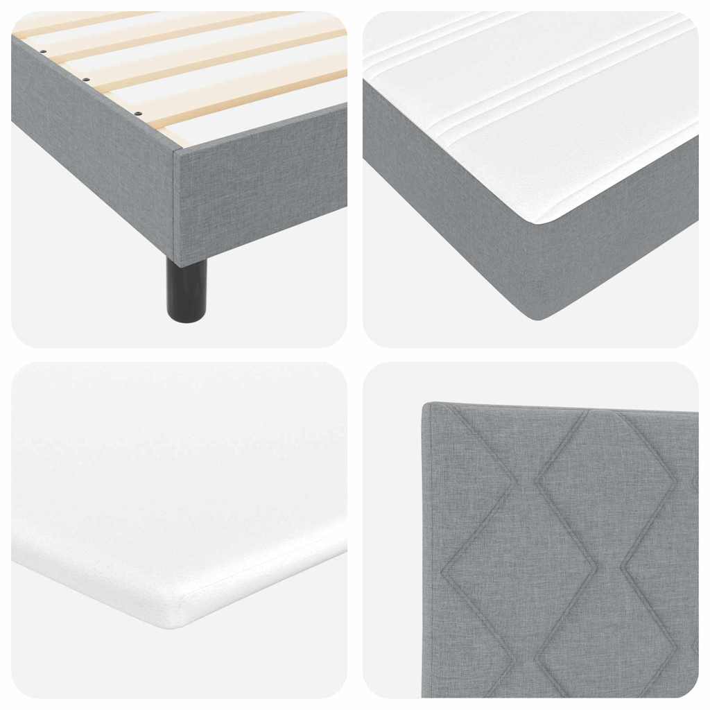 Boxspringbett mit Kopfteil Hellgrau 180 x 200 cm Stoff