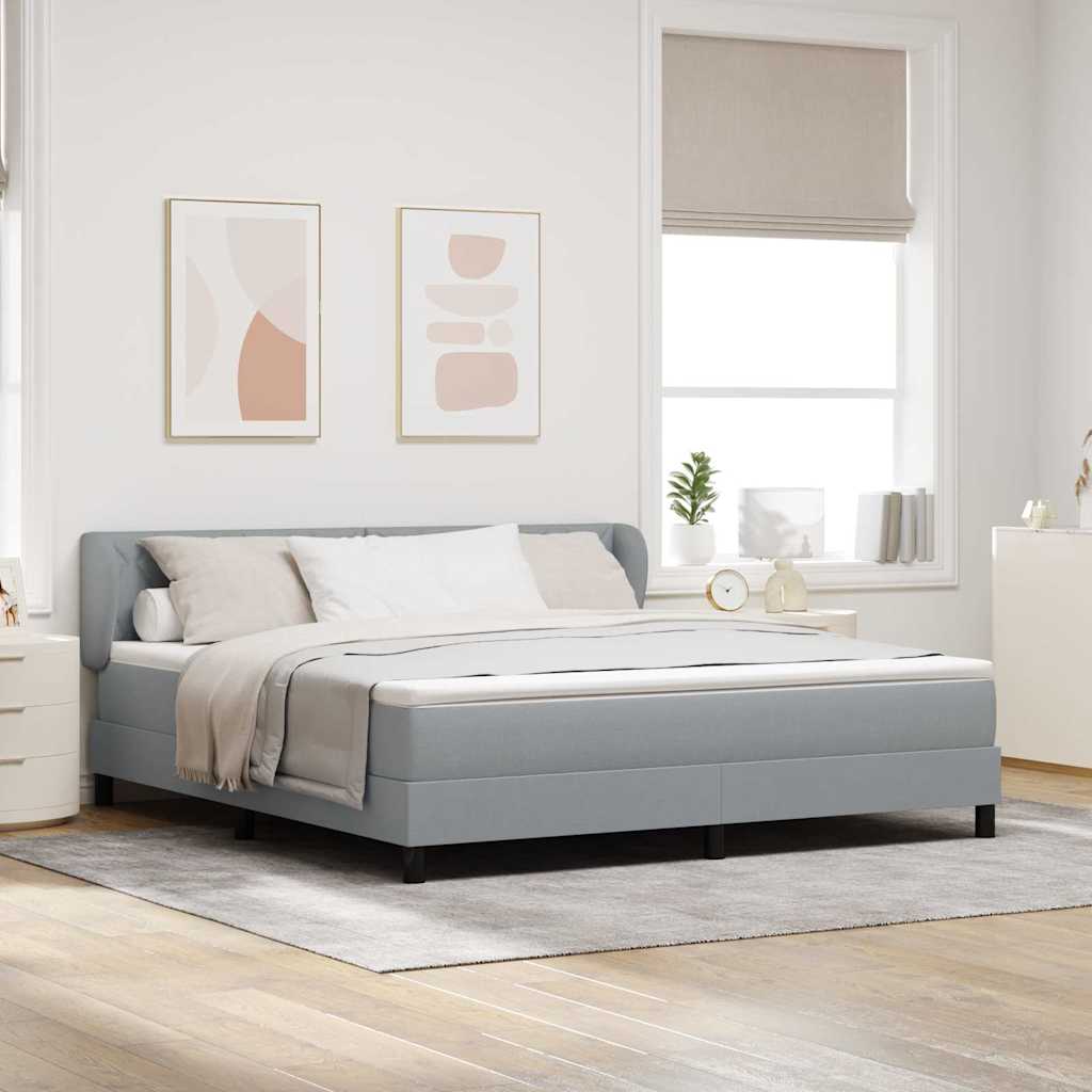 Boxspringbett mit Kopfteil Hellgrau 180 x 200 cm Stoff