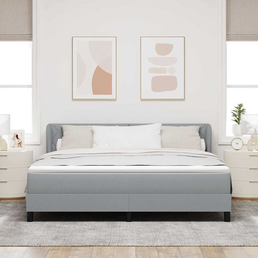 Boxspringbett mit Kopfteil Hellgrau 180 x 200 cm Stoff
