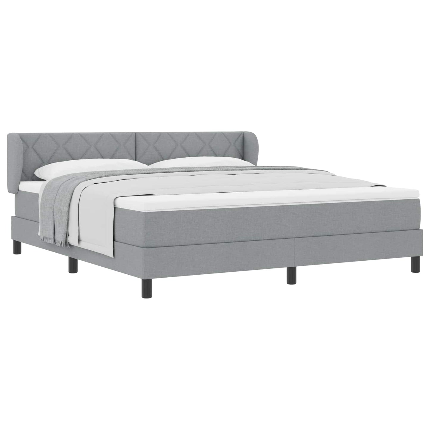 Boxspringbett mit Kopfteil Hellgrau 180 x 200 cm Stoff
