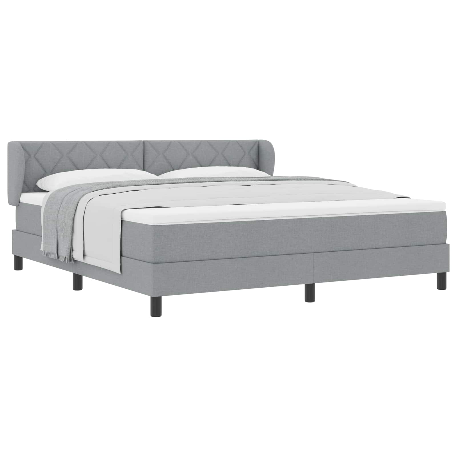 Boxspringbett mit Kopfteil Hellgrau 180 x 200 cm Stoff