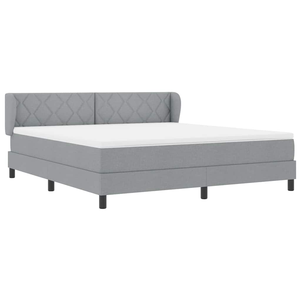 Boxspringbett mit Kopfteil Hellgrau 180 x 200 cm Stoff