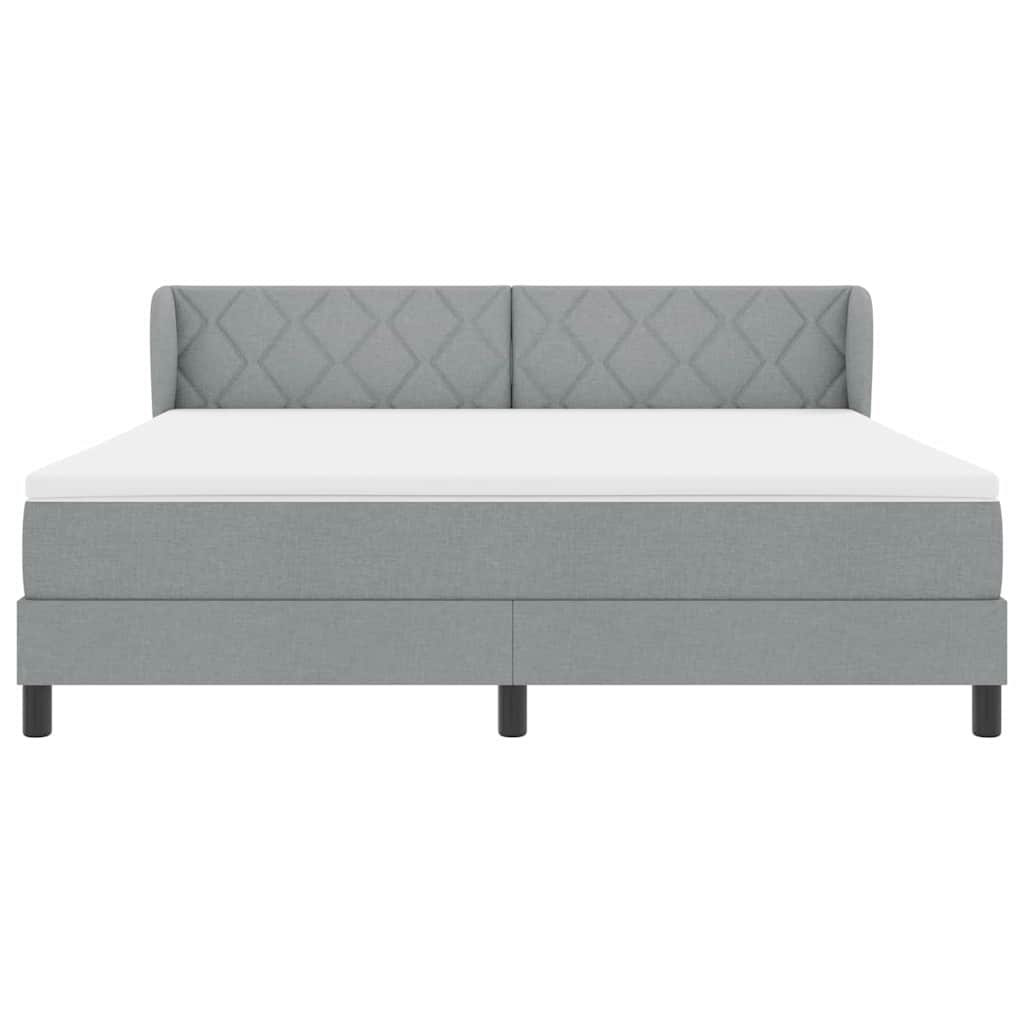 Boxspringbett mit Kopfteil Hellgrau 180 x 200 cm Stoff