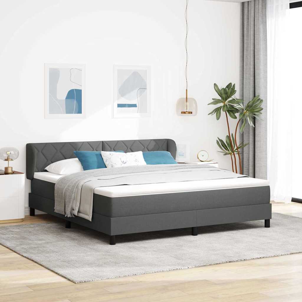 Boxspringbett mit Kopfteil Dunkelgrau 180 x 200 cm Stoff