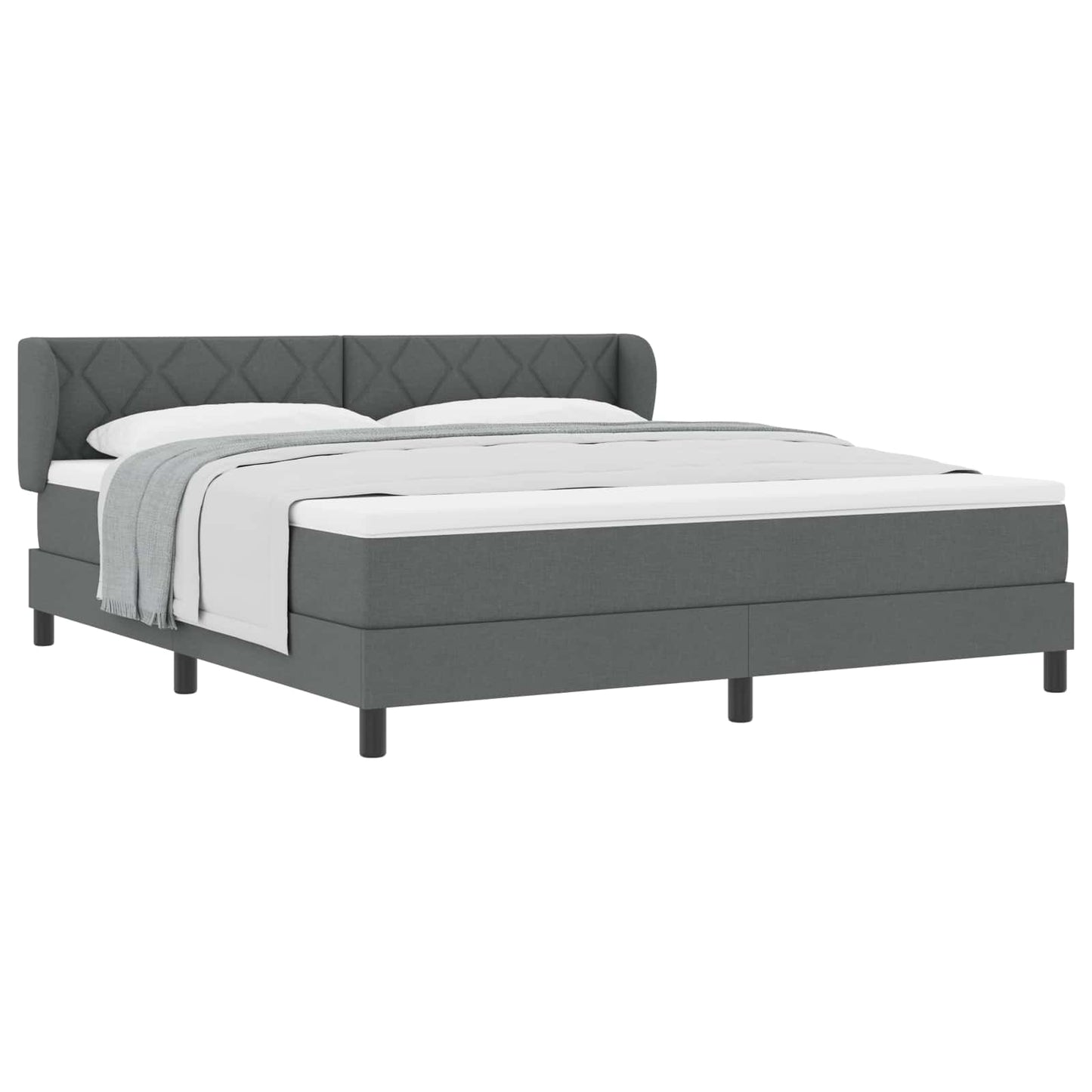 Boxspringbett mit Kopfteil Dunkelgrau 180 x 200 cm Stoff