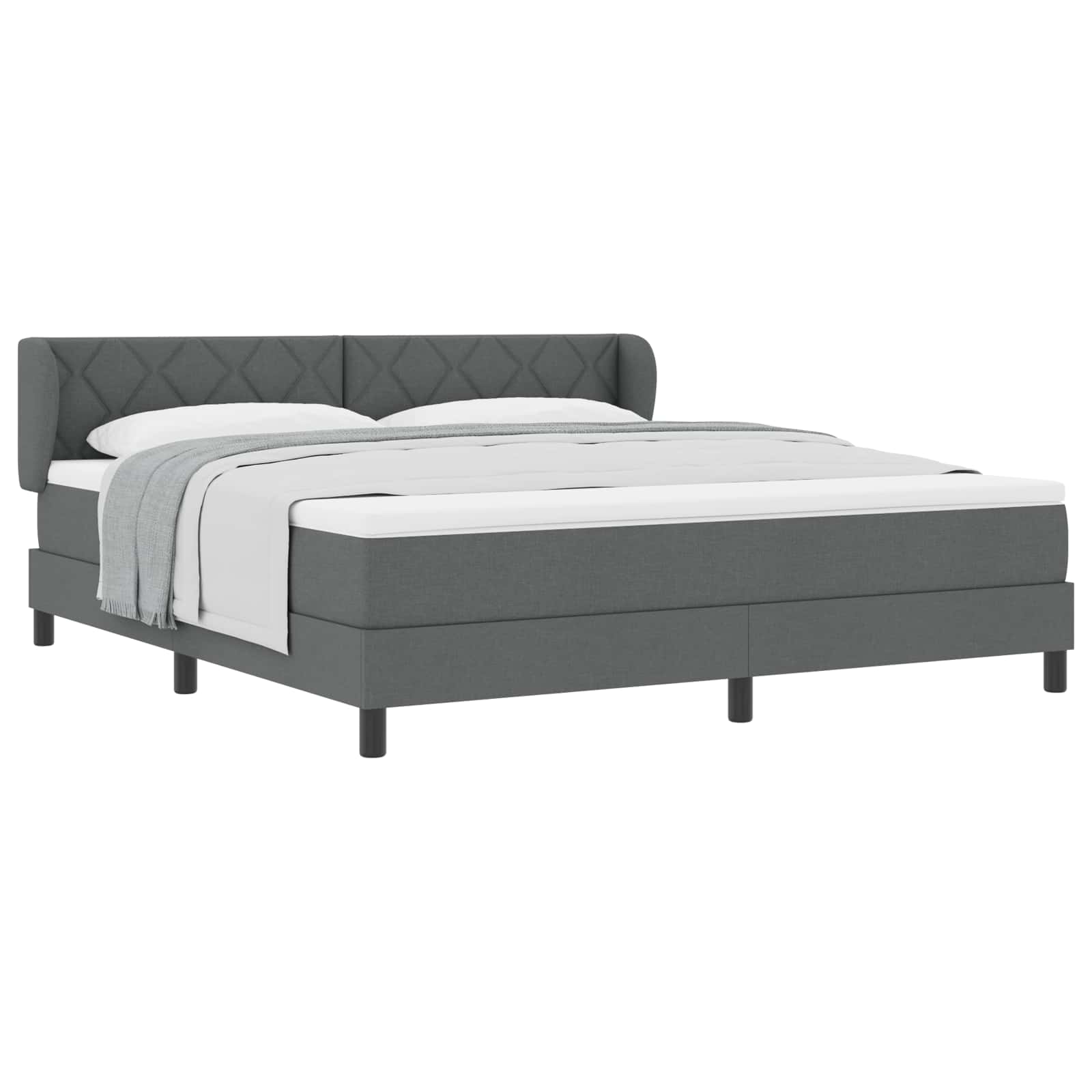 Boxspringbett mit Kopfteil Dunkelgrau 180 x 200 cm Stoff