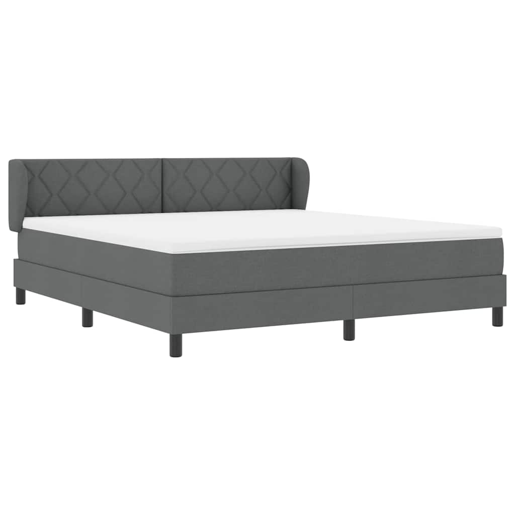 Boxspringbett mit Kopfteil Dunkelgrau 180 x 200 cm Stoff