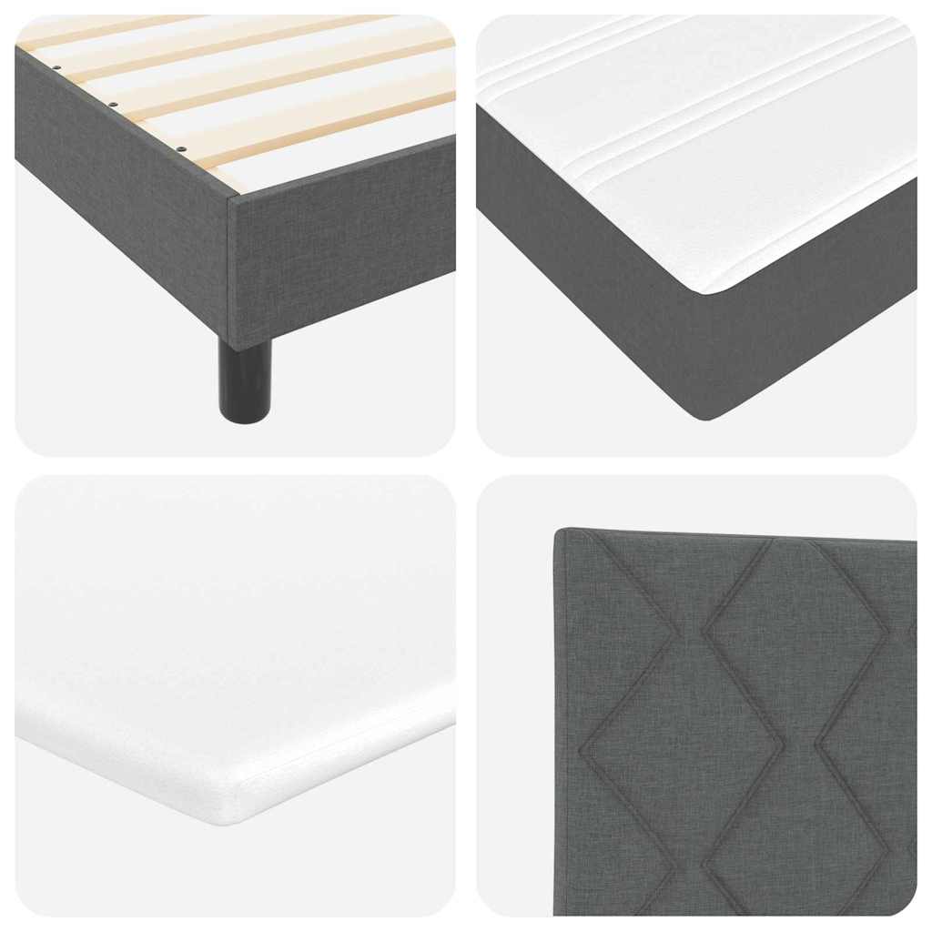 Boxspringbett mit Kopfteil Dunkelgrau 200 x 200 cm Stoff