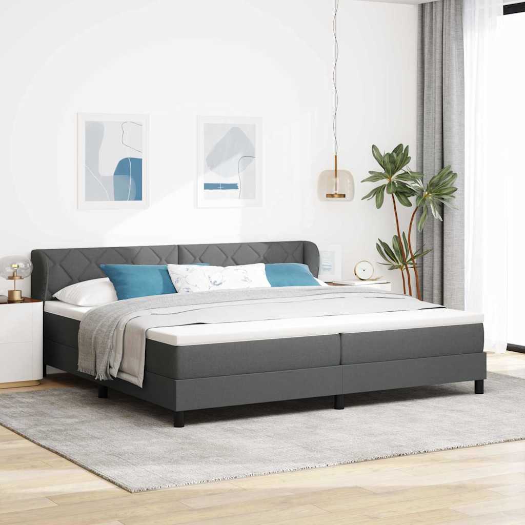 Boxspringbett mit Kopfteil Dunkelgrau 200 x 200 cm Stoff