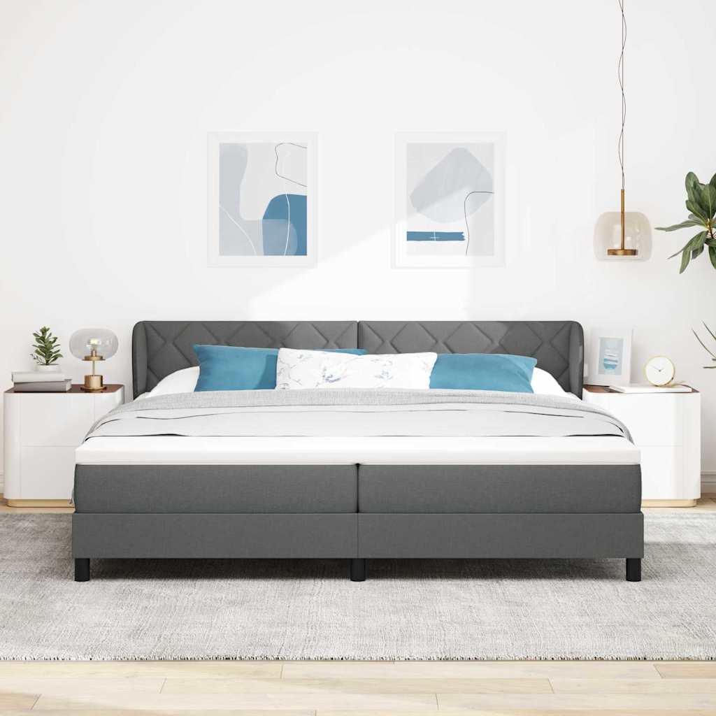 Boxspringbett mit Kopfteil Dunkelgrau 200 x 200 cm Stoff