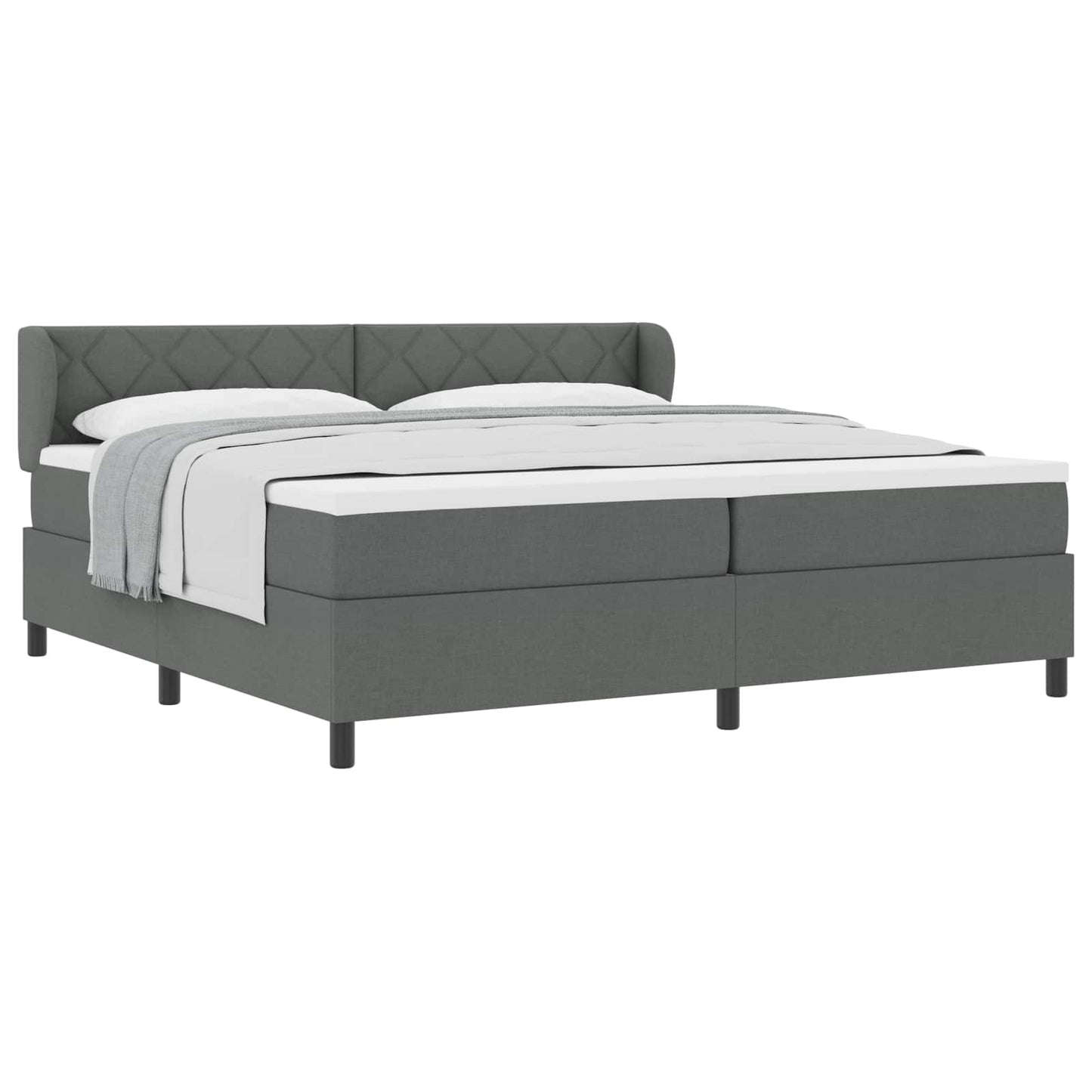 Boxspringbett mit Kopfteil Dunkelgrau 200 x 200 cm Stoff