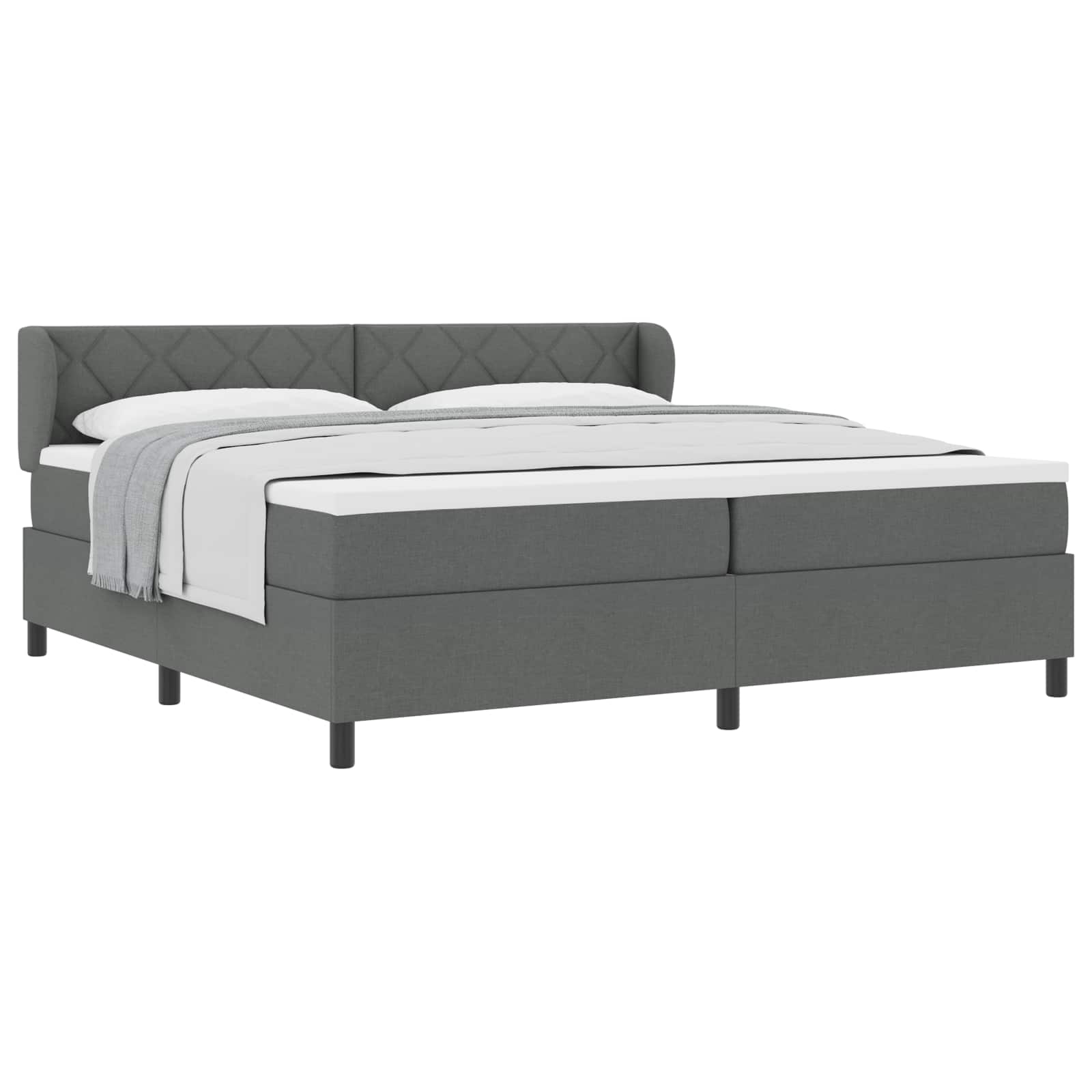 Boxspringbett mit Kopfteil Dunkelgrau 200 x 200 cm Stoff
