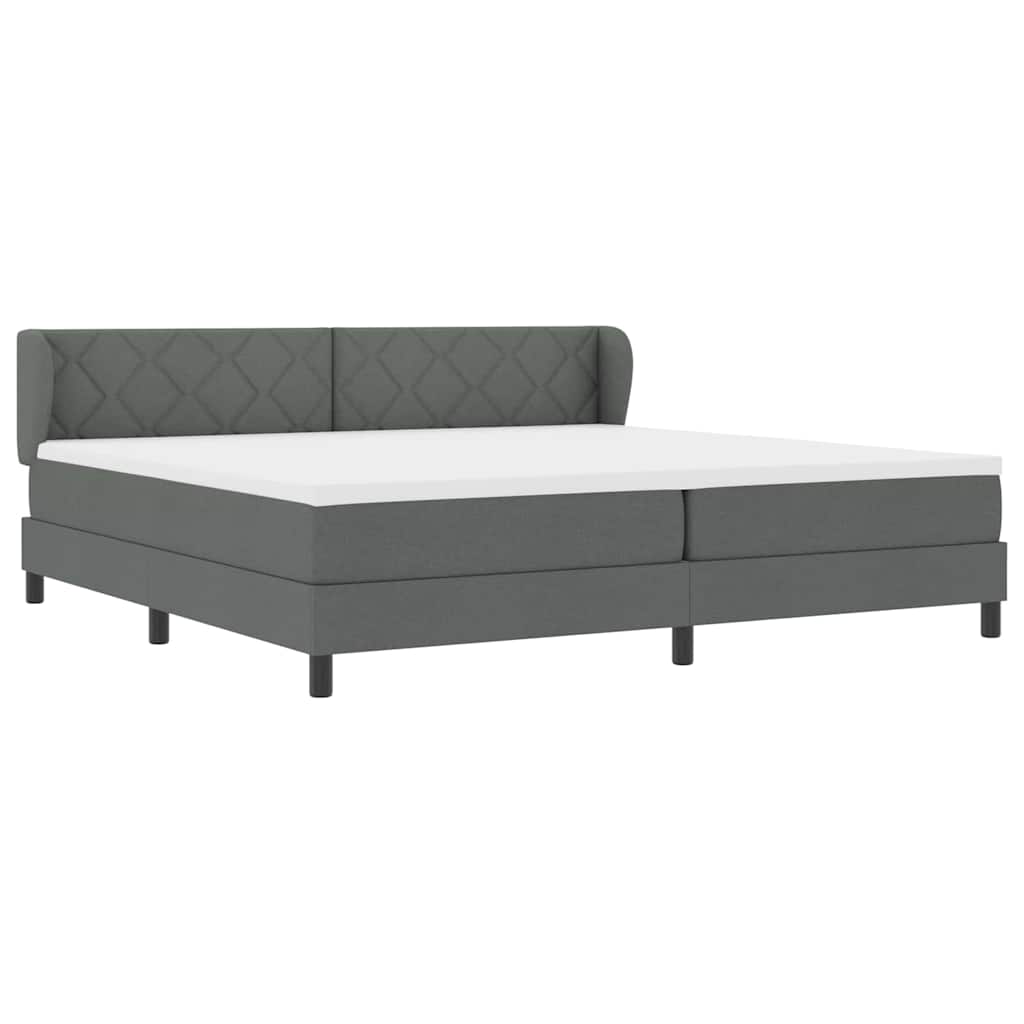 Boxspringbett mit Kopfteil Dunkelgrau 200 x 200 cm Stoff
