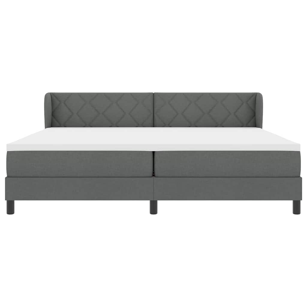 Boxspringbett mit Kopfteil Dunkelgrau 200 x 200 cm Stoff