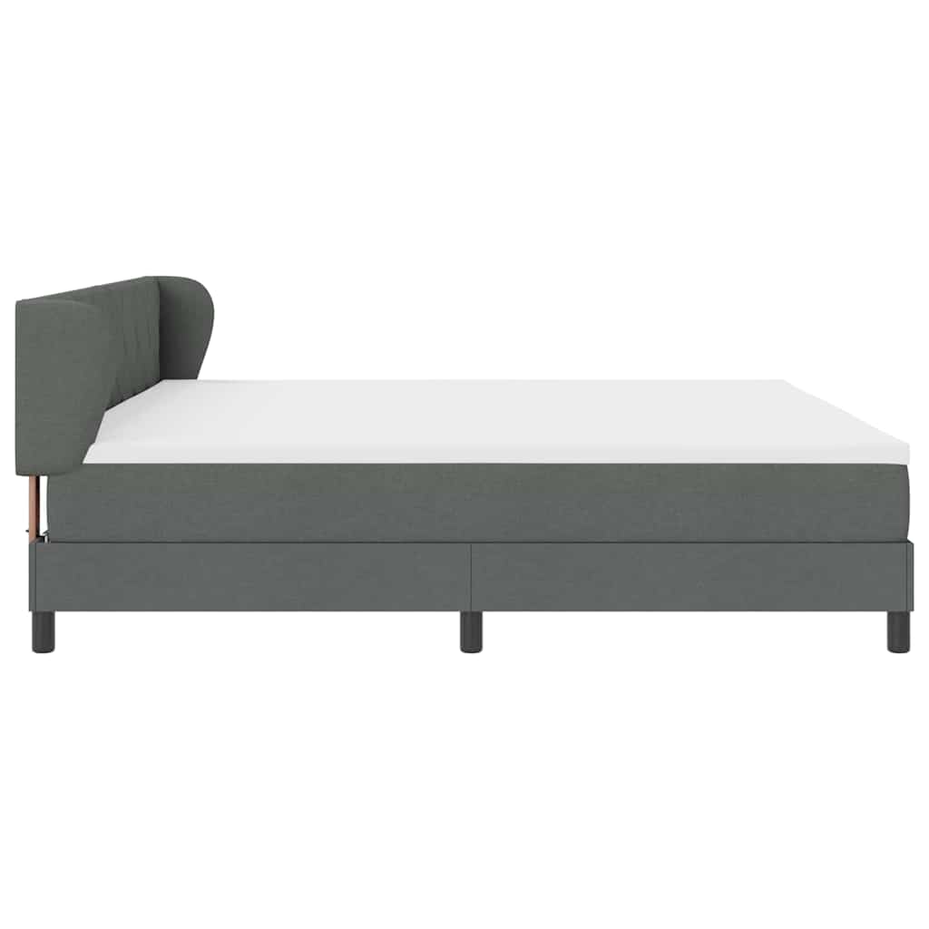 Boxspringbett mit Kopfteil Dunkelgrau 200 x 200 cm Stoff