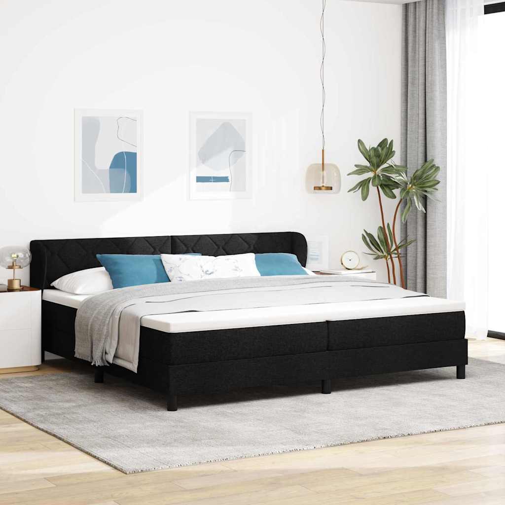 Boxspringbett mit Kopfteil Schwarz 200 x 200 cm Stoff