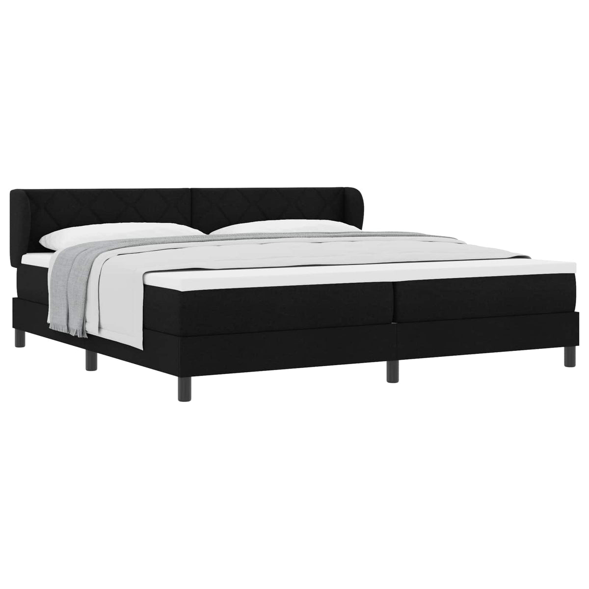 Boxspringbett mit Kopfteil Schwarz 200 x 200 cm Stoff