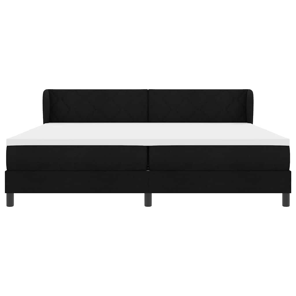 Boxspringbett mit Kopfteil Schwarz 200 x 200 cm Stoff