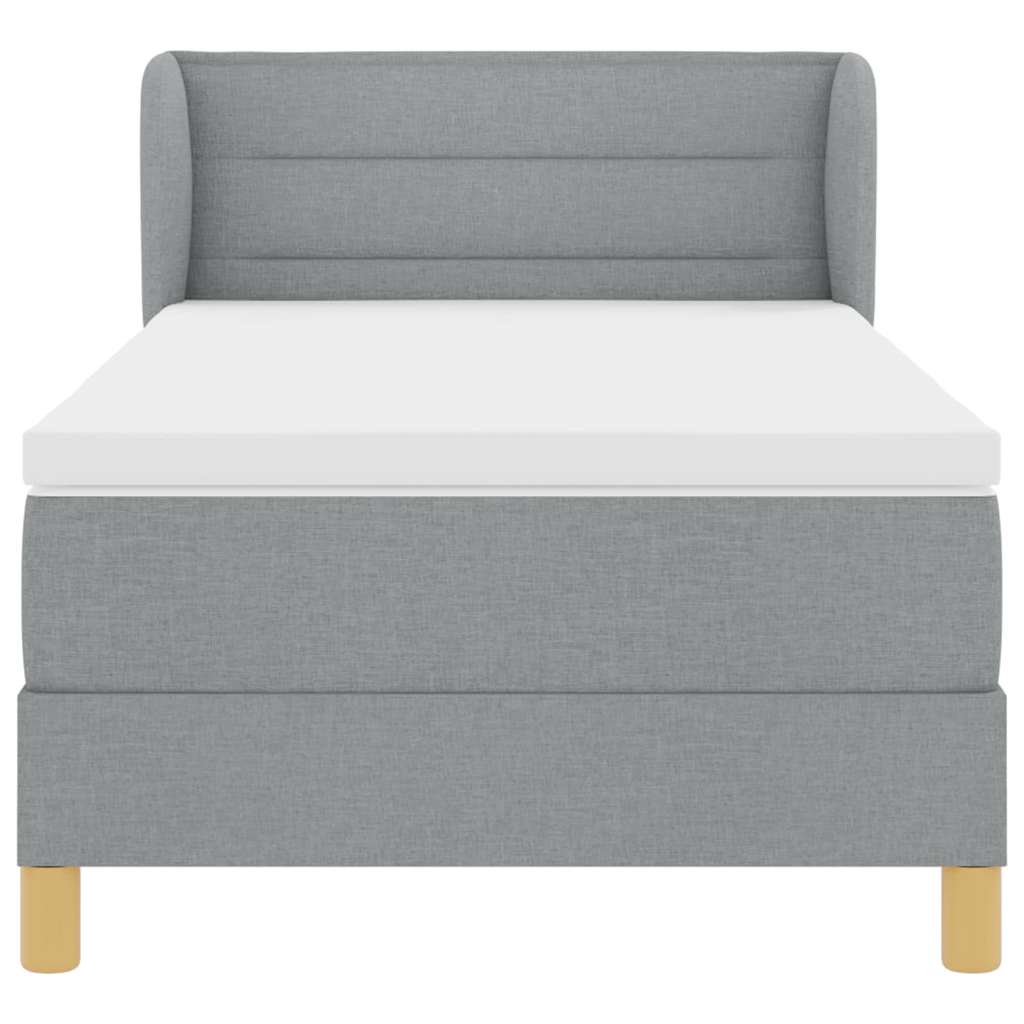 Boxspringbett mit Matratze Hellgrau 80 x 200 cm Stoff