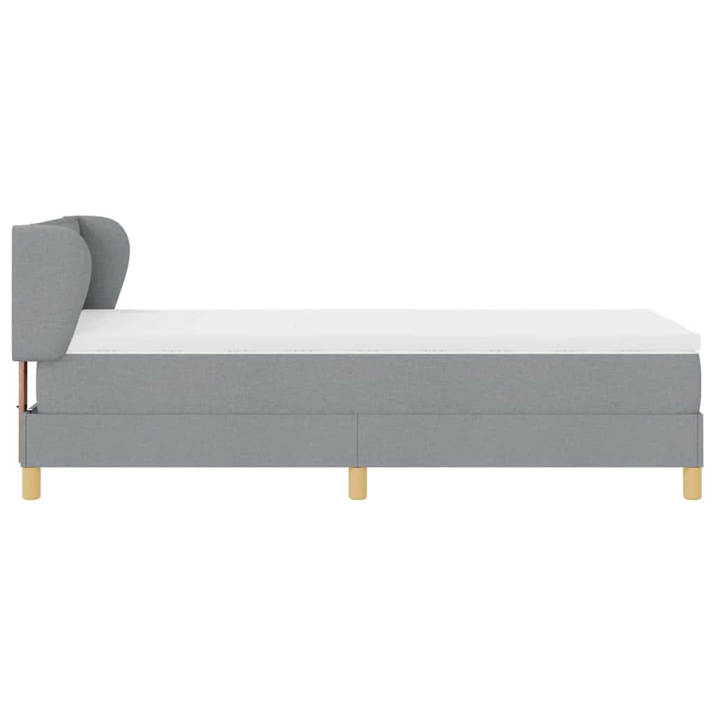 Boxspringbett mit Matratze Hellgrau 80 x 200 cm Stoff
