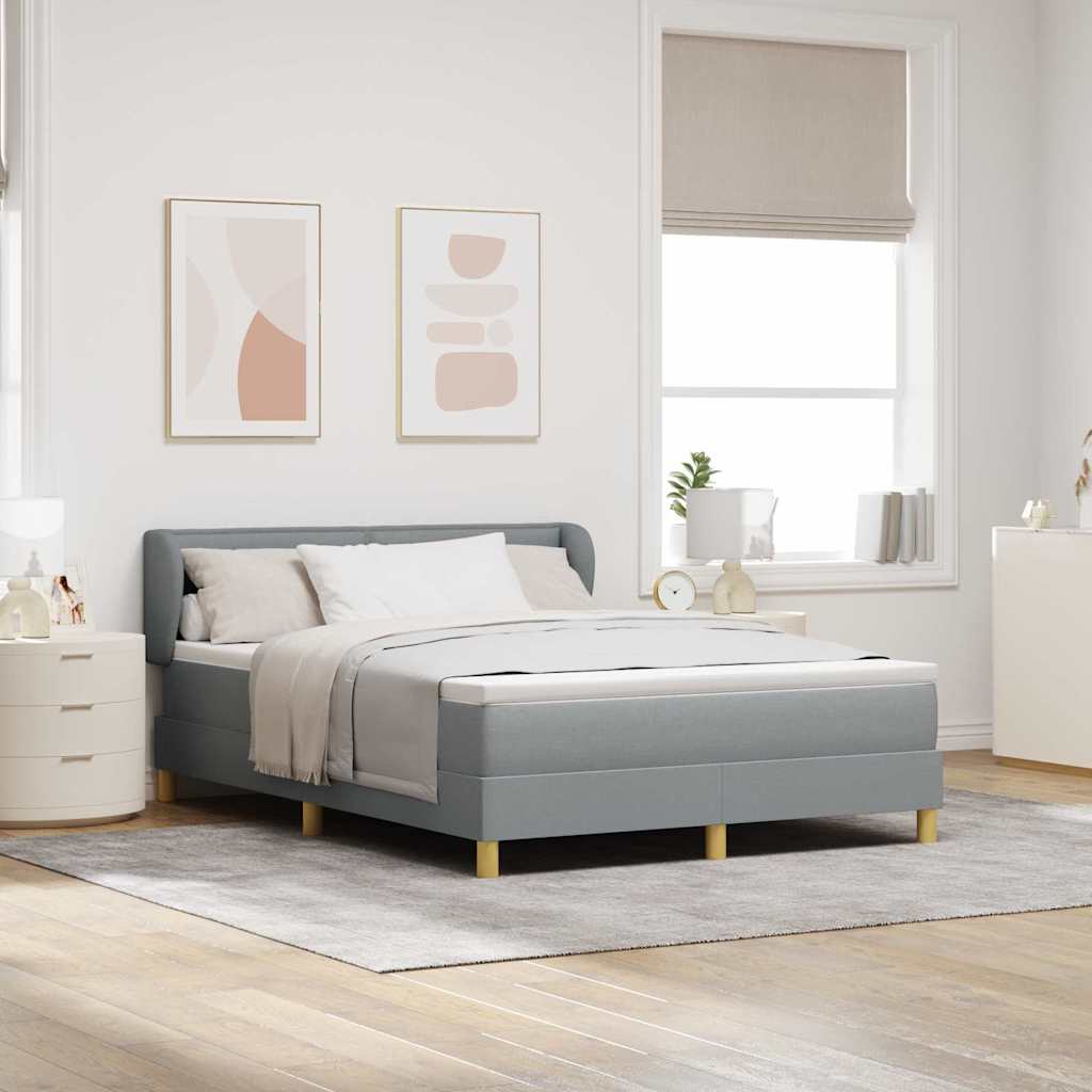 Boxspringbett mit Matratze Hellgrau 140 x 190 cm Stoff