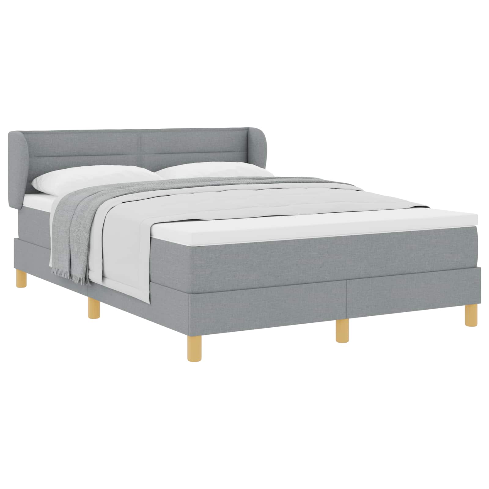 Boxspringbett mit Matratze Hellgrau 140 x 190 cm Stoff