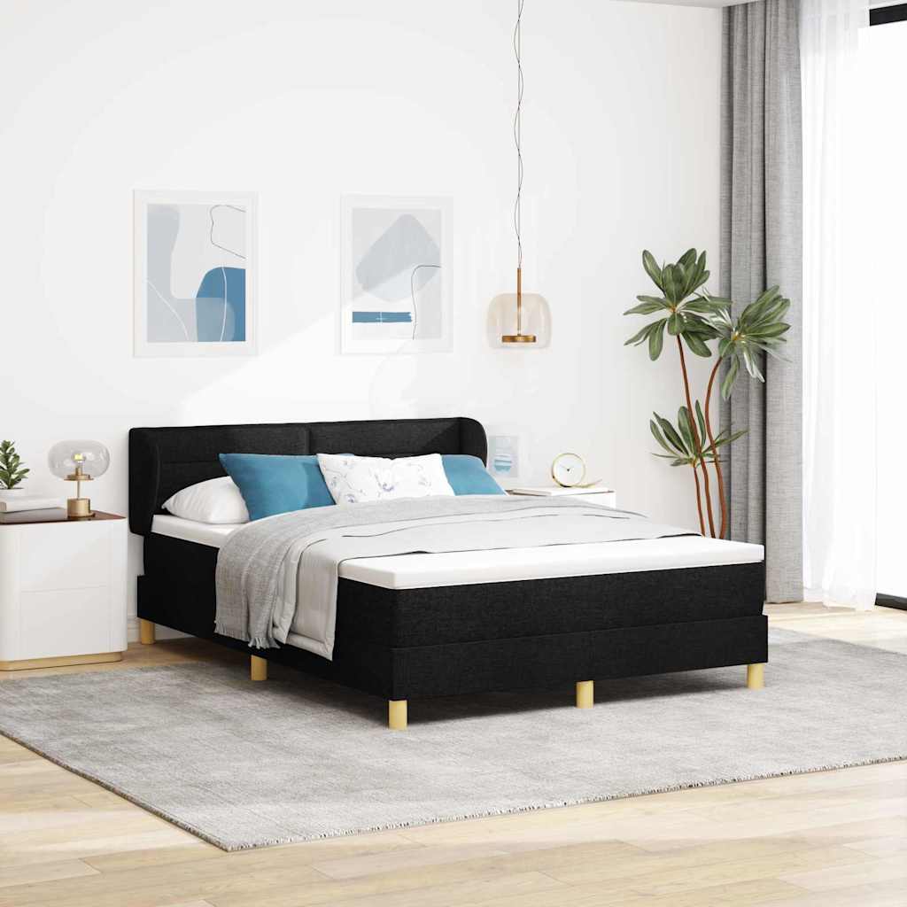 Boxspringbett mit Matratze Schwarz 140 x 190 cm Stoff