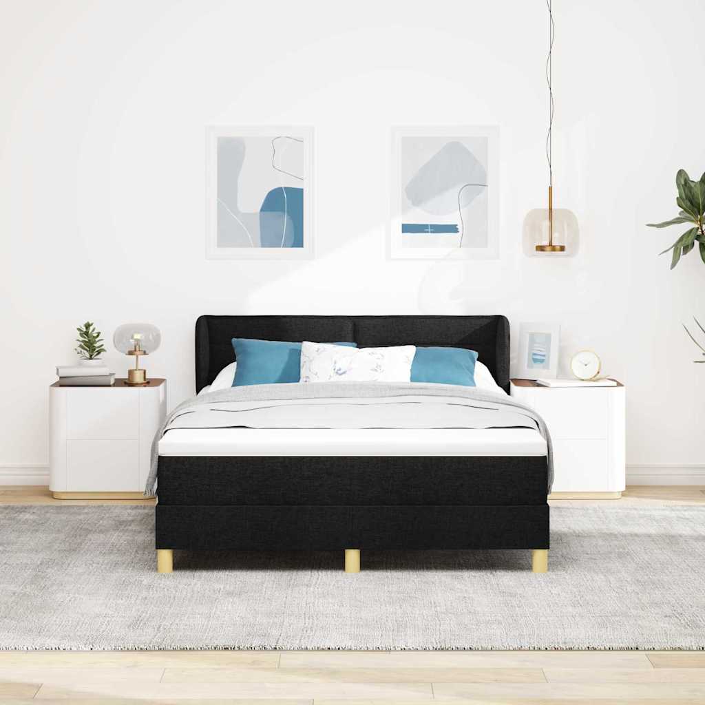 Boxspringbett mit Matratze Schwarz 140 x 190 cm Stoff