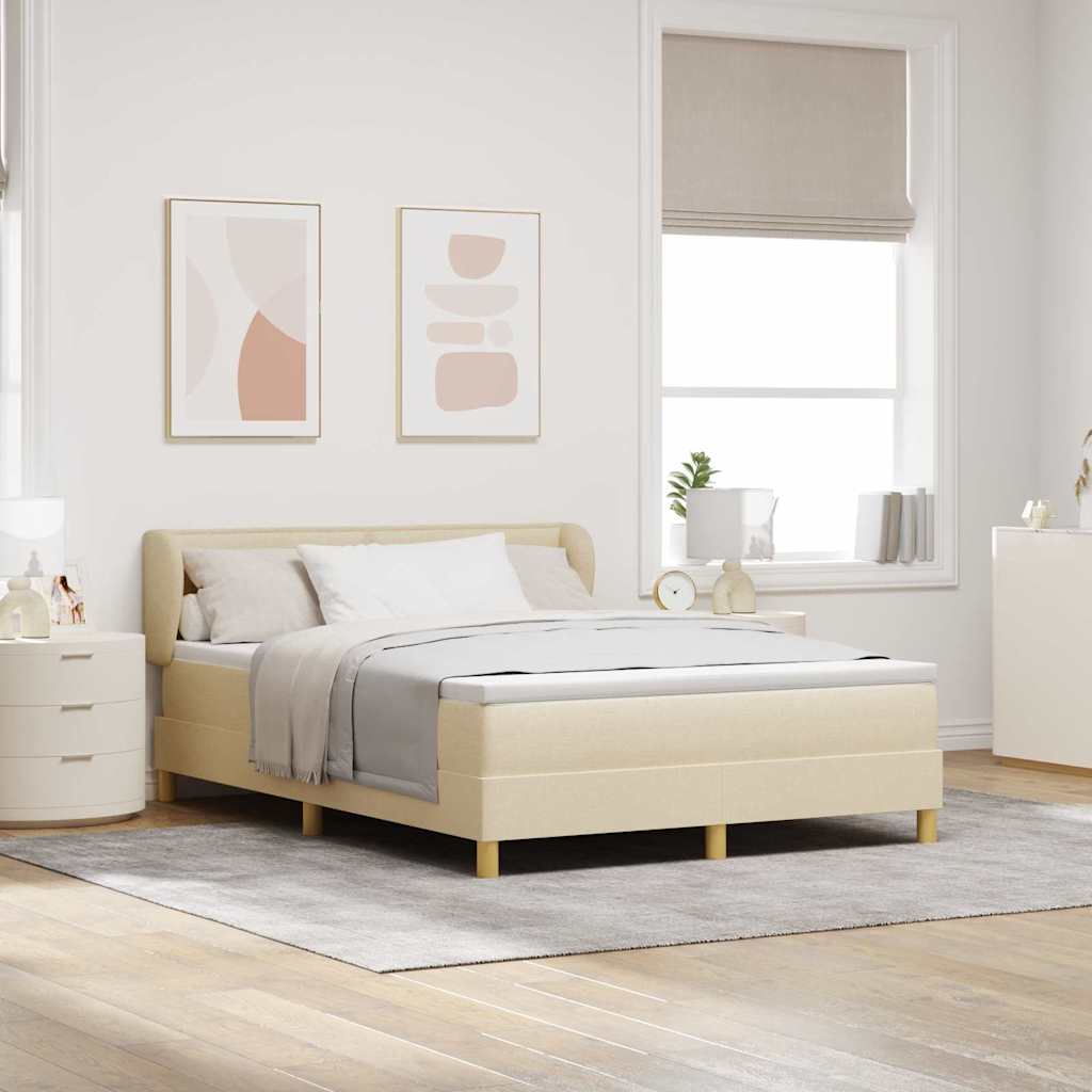 Boxspringbett mit Matratze Creme 140 x 190 cm Stoff