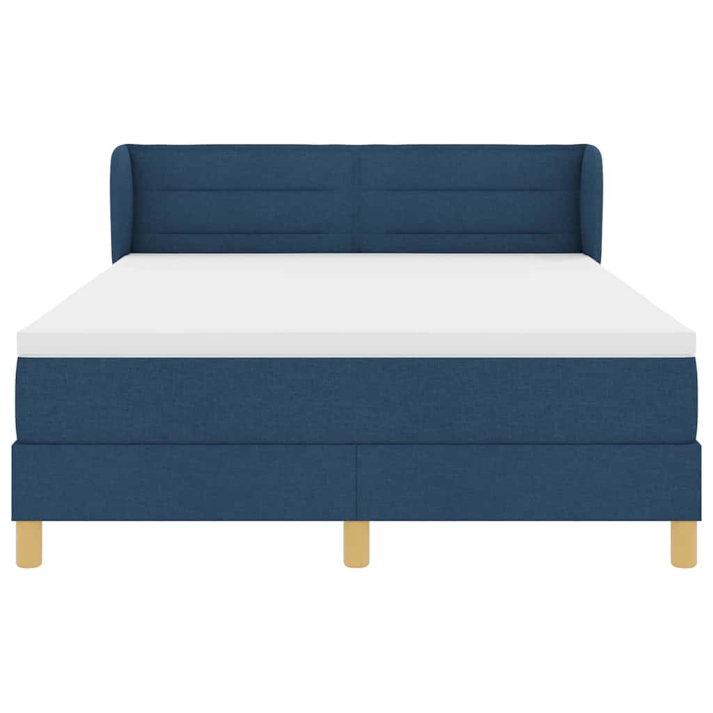 Boxspringbett mit Matratze mit Kopfteil Blau 140 x 190 cm Stoff