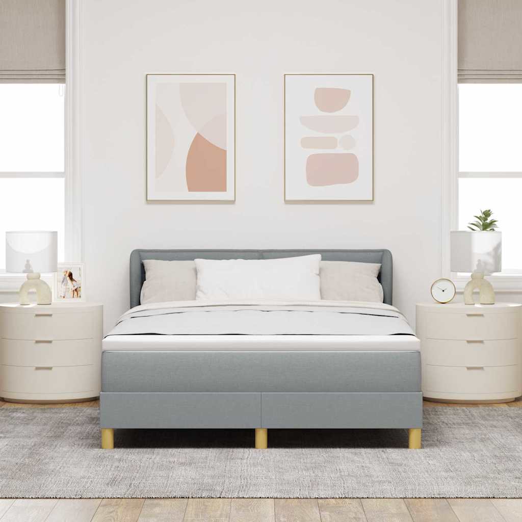 Boxspringbett mit Matratze Hellgrau 140 x 200 cm Stoff