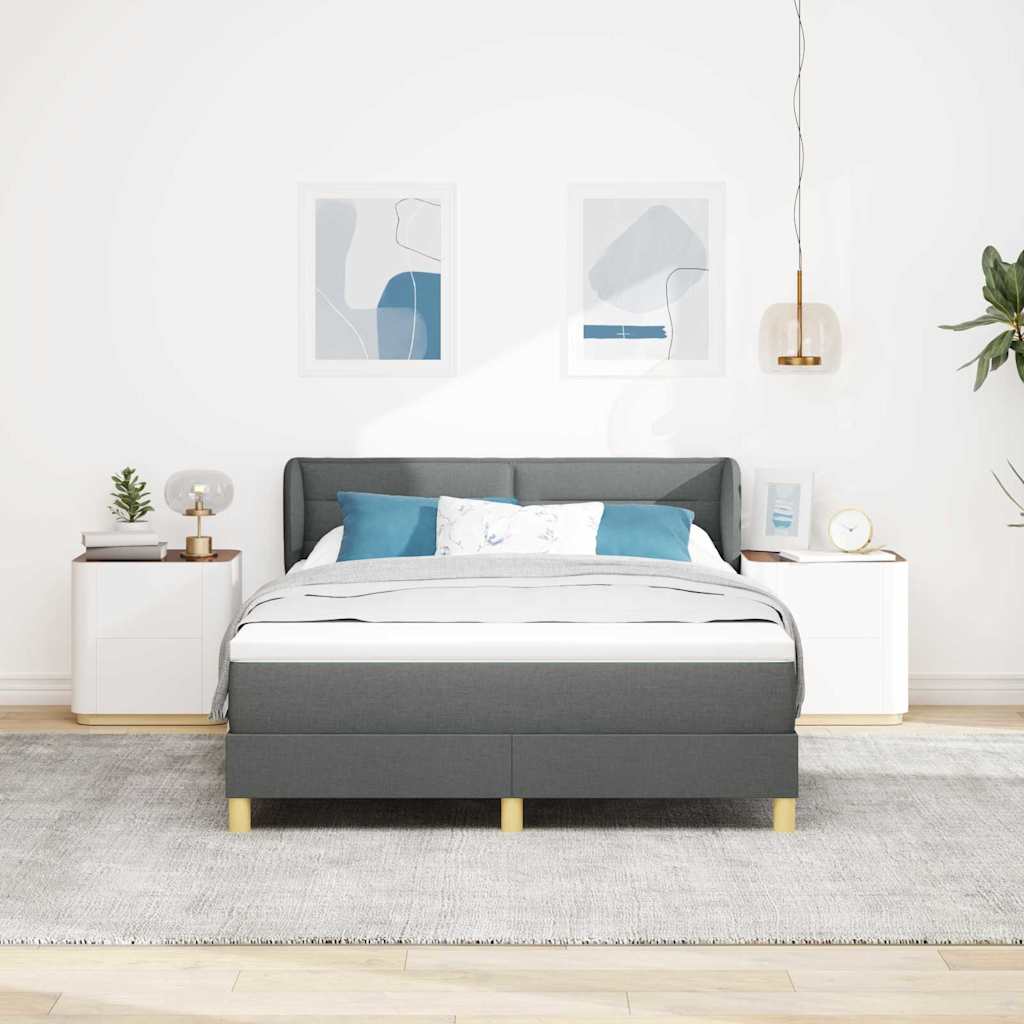 Boxspringbett mit Matratze Dunkelgrau 140 x 200 cm Stoff