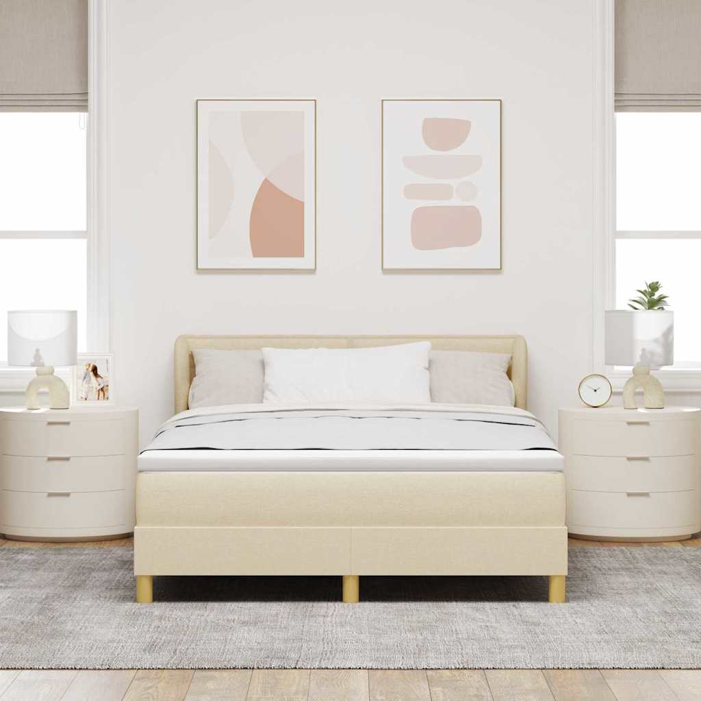 Boxspringbett mit Matratze Creme 160 x 200 cm Stoff