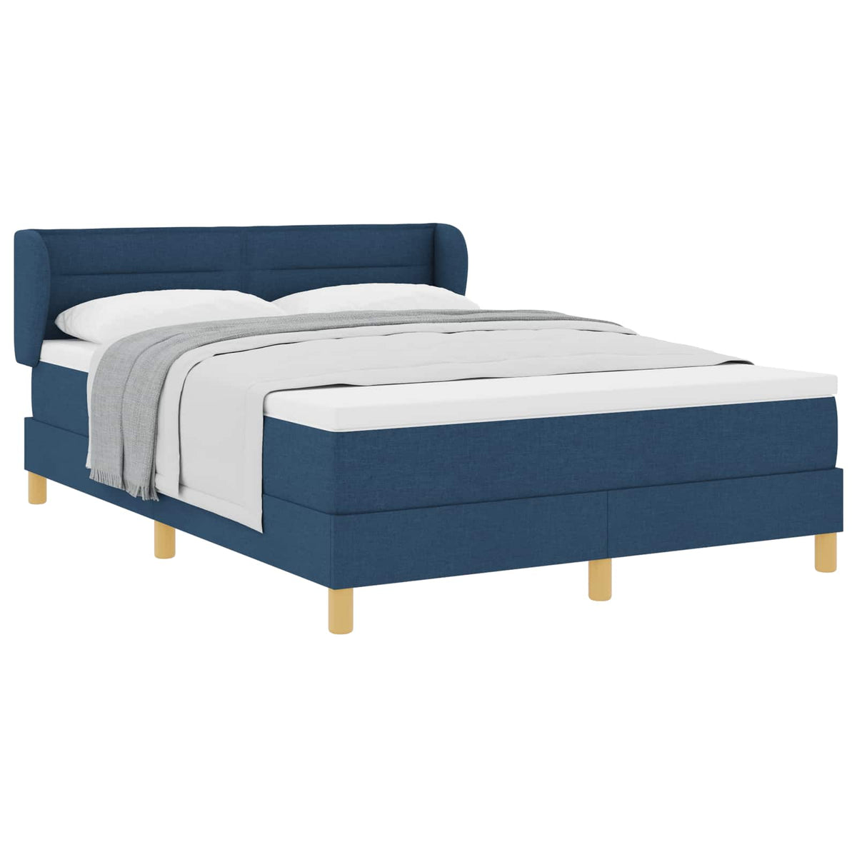 Boxspringbett mit Matratze mit Kopfteil Blau 160 x 200 cm Stoff