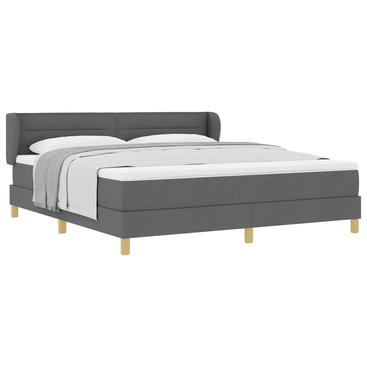 Boxspringbett mit Matratze Dunkelgrau 180 x 200 cm Stoff