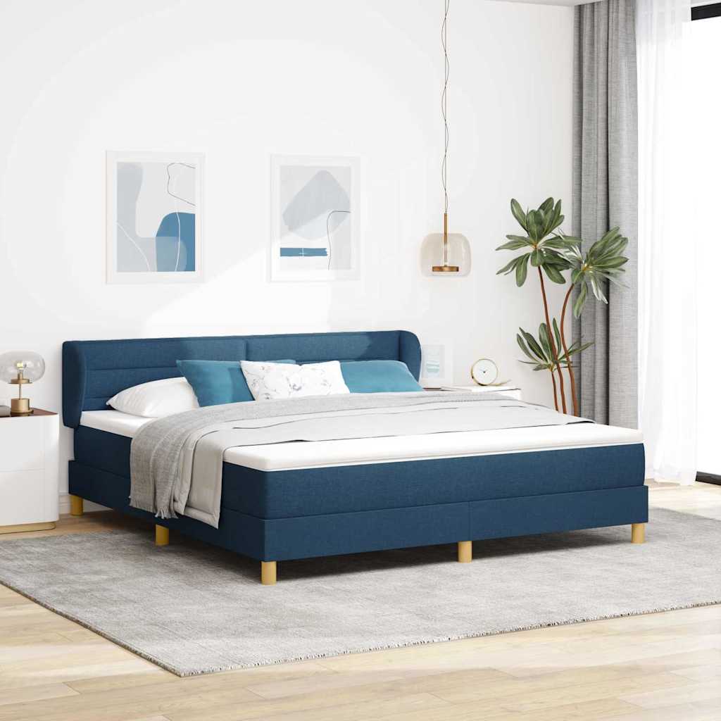 Boxspringbett mit Matratze mit Kopfteil Blau 180 x 200 cm Stoff