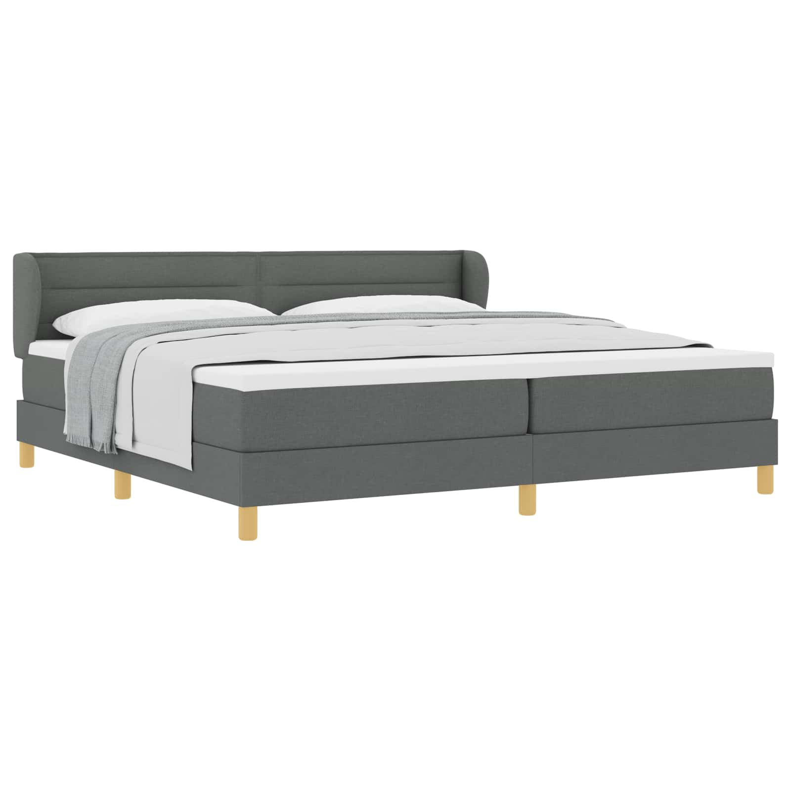 Boxspringbett mit Matratze Dunkelgrau 200 x 200 cm Stoff