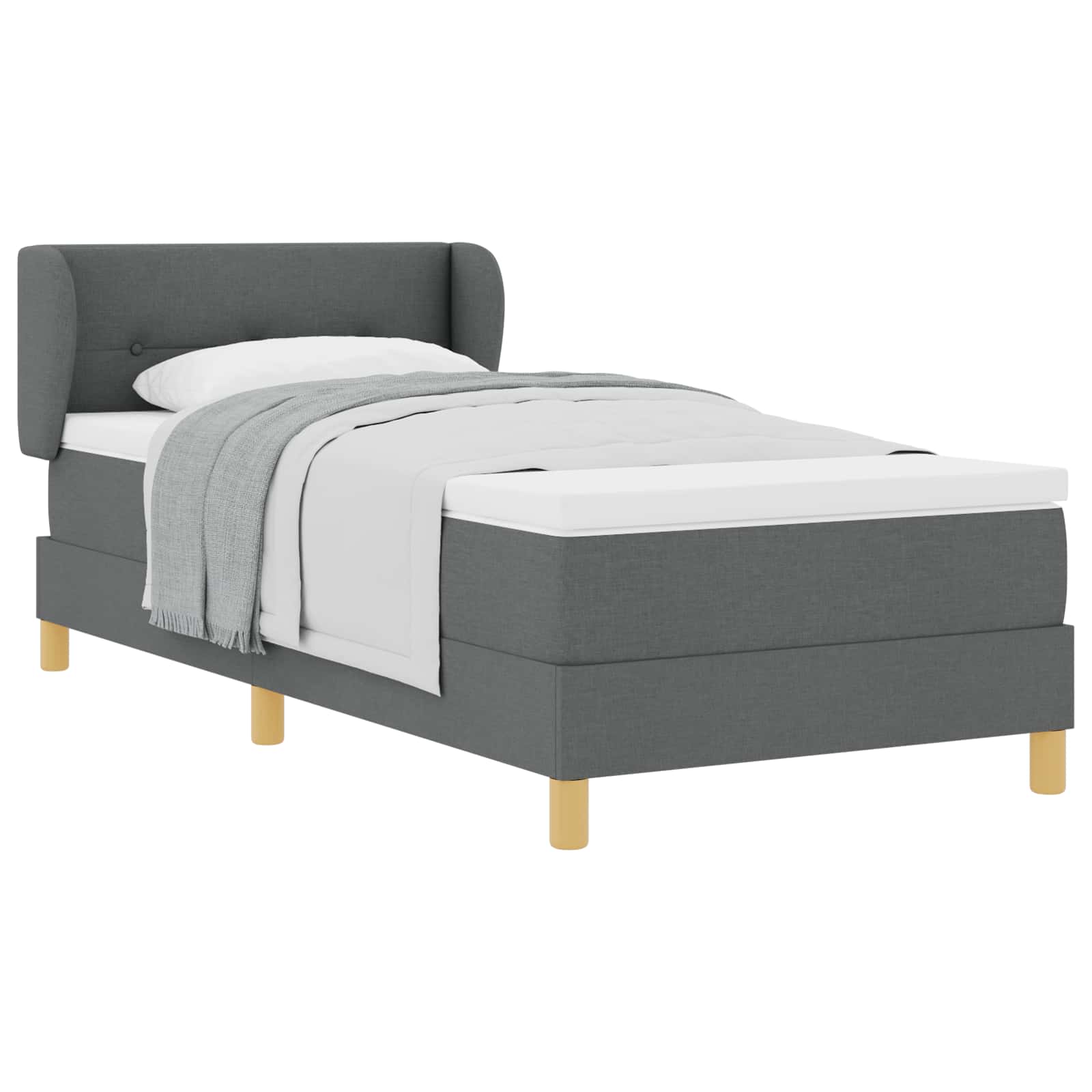 Boxspringbett mit Kopfteil Dunkelgrau 80 x 200 cm Stoff