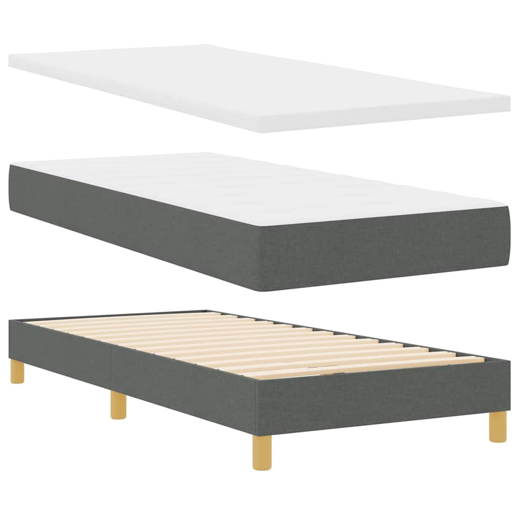 Boxspringbett mit Kopfteil Dunkelgrau 80 x 200 cm Stoff