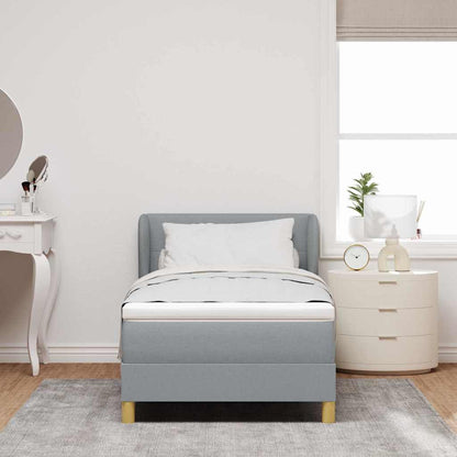 Boxspringbett mit Kopfteil Hellgrau 90 x 200 cm Stoff
