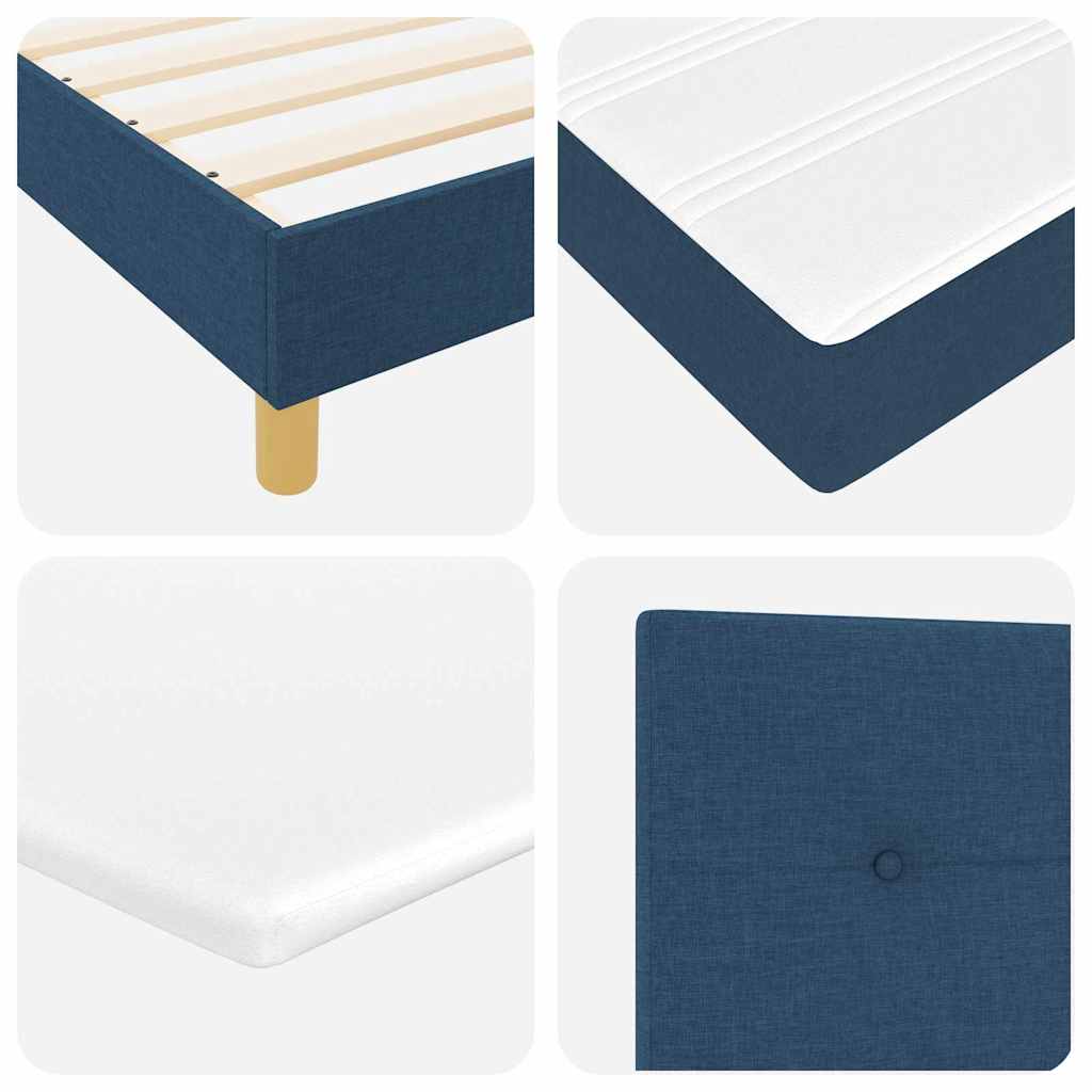 Boxspringbett mit Kopfteil Blau 90 x 200 cm Stoff