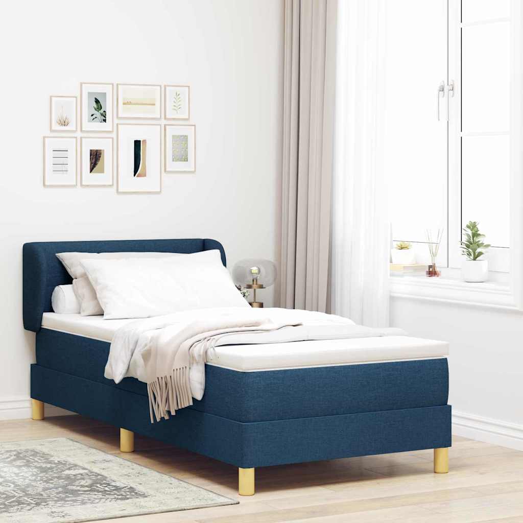 Boxspringbett mit Kopfteil Blau 90 x 200 cm Stoff