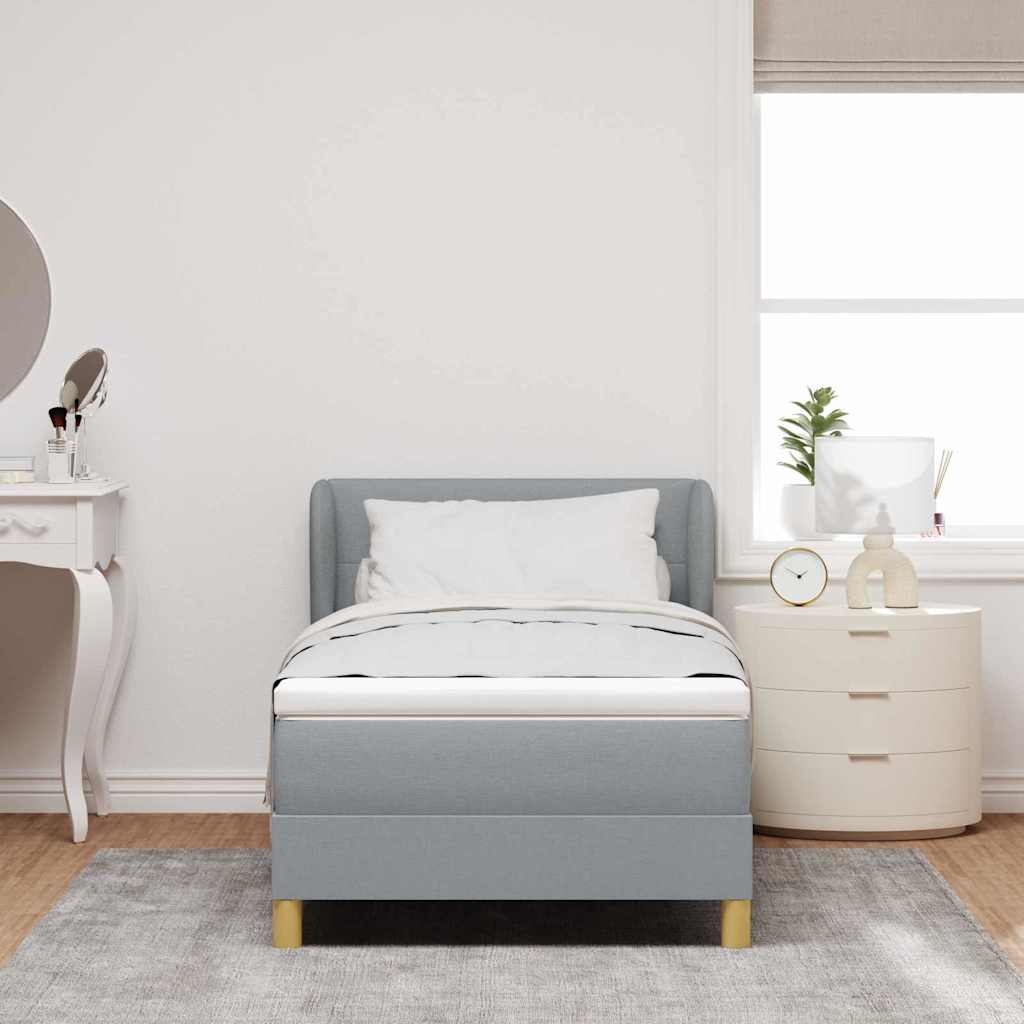 Boxspringbett mit Kopfteil Hellgrau 100 x 200 cm Stoff