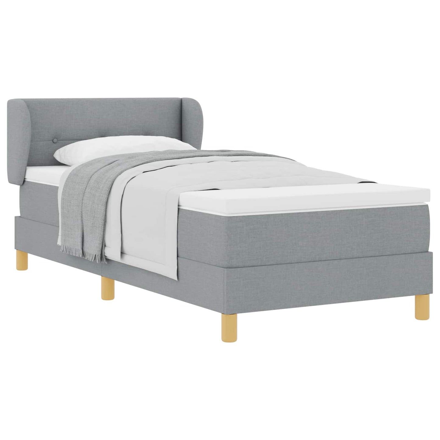 Boxspringbett mit Kopfteil Hellgrau 100 x 200 cm Stoff