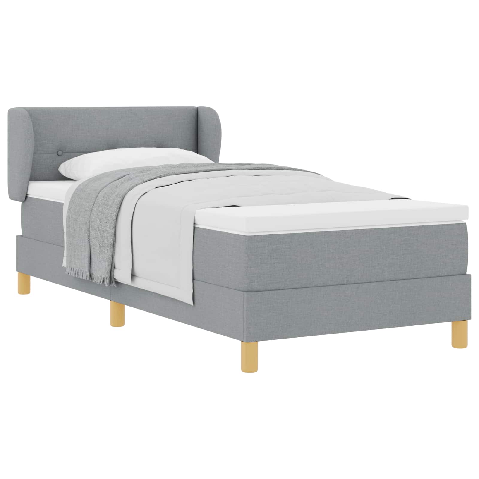 Boxspringbett mit Kopfteil Hellgrau 100 x 200 cm Stoff