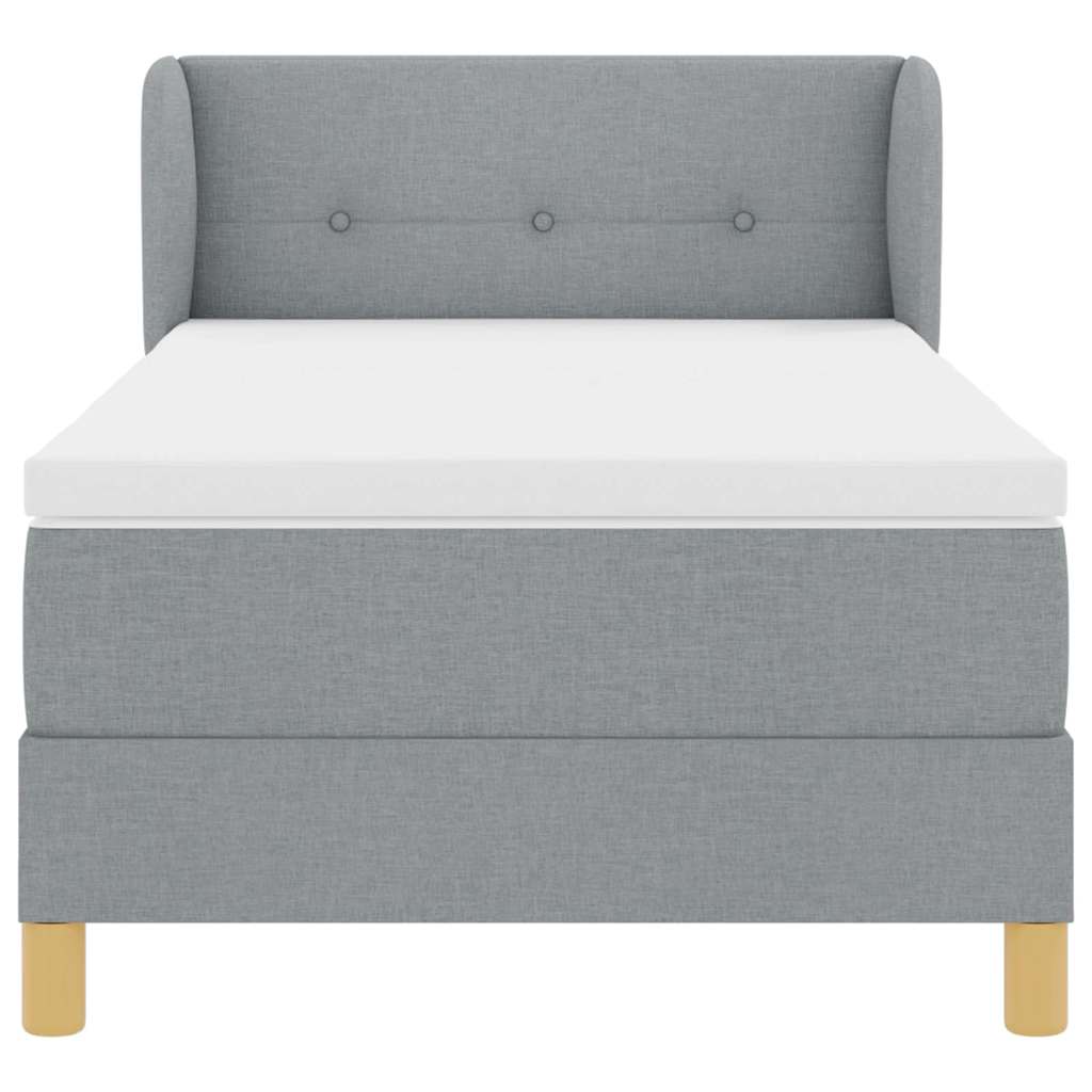 Boxspringbett mit Kopfteil Hellgrau 100 x 200 cm Stoff
