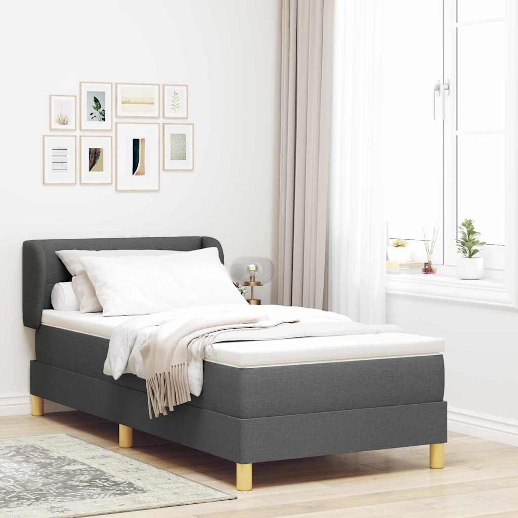 Boxspringbett mit Kopfteil Dunkelgrau 100 x 200 cm Stoff